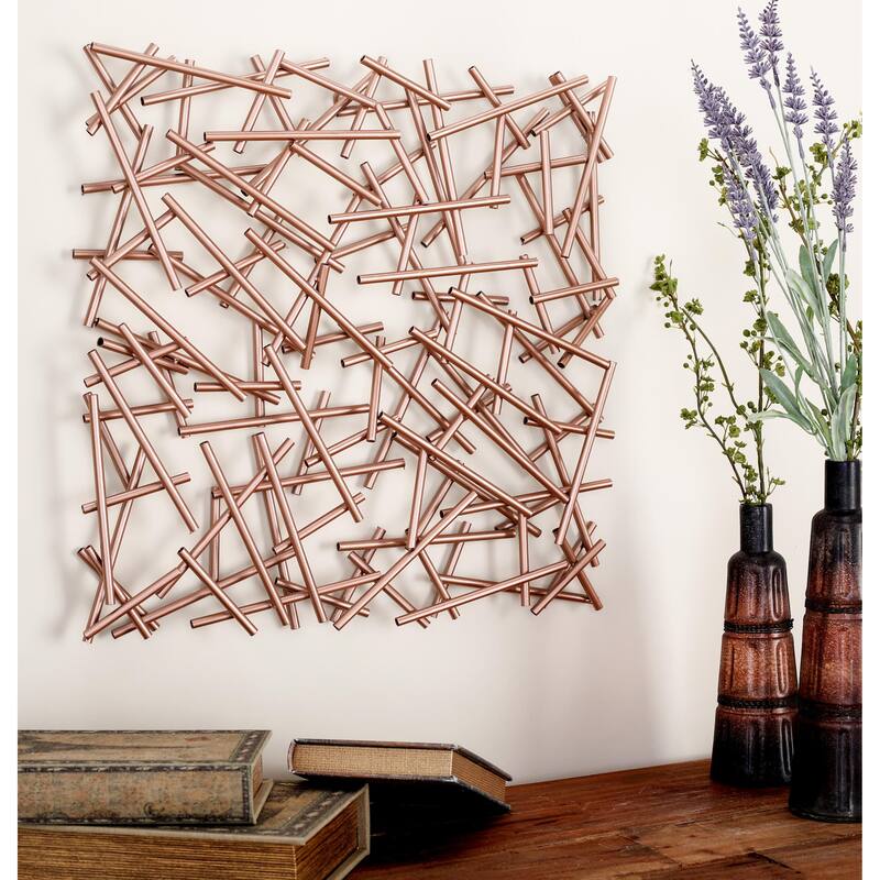 Metal Geometric Overlapping Lines Home Wall Decor - Brown or Silver - CosmoLiving by Cosmopolitan
