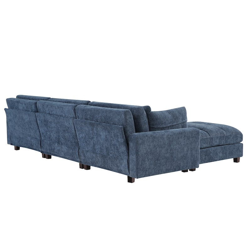 Extra-Large Modern Chenille Sofa Set (128.4 Inches With Pillow Stools) - 128.4"W X 44.1"D X 33.9"H