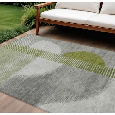 HomeRoots Geometric Transitional Rectangle Outdoor Rug