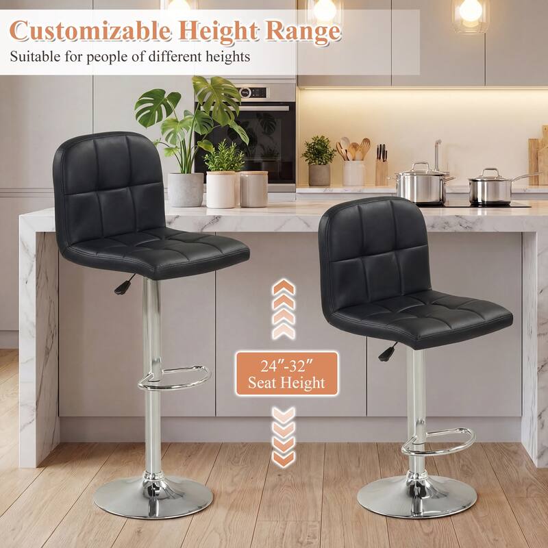 Gymax Swivel Bar Stools Set of 2 w/ Backrests Footrests & Metal Base