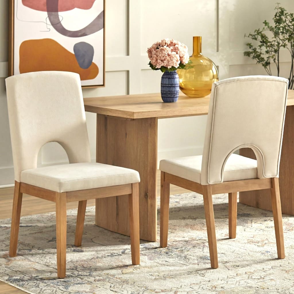 Lifestorey Blakely Solid Wood Upholstered Dining Chair (Set of 2)