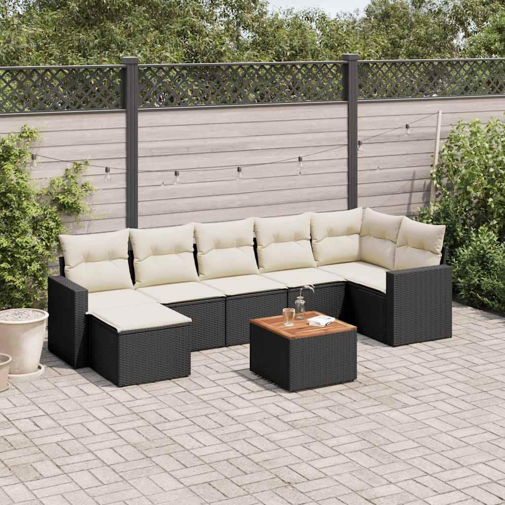 vidaXL Patio Sofa Set with Cushions Outdoor Furniture 8 Piece Poly Rattan - 21.7 x 21.7 x 14.6