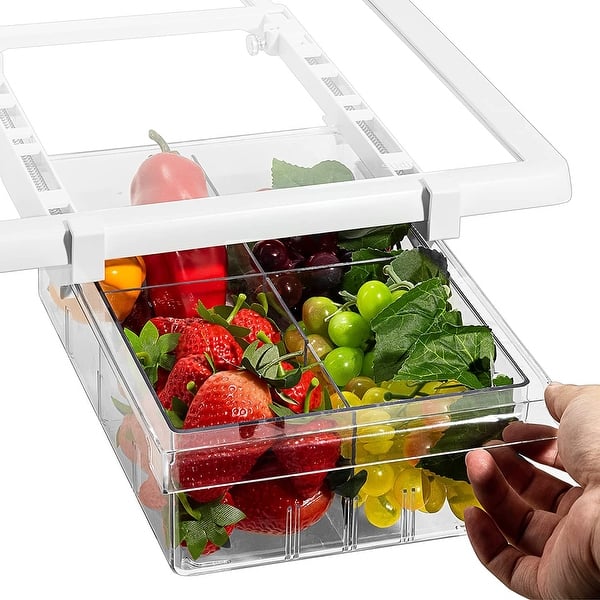 Sorbus Pull Out Fridge Drawer Attachable Deli Drawer Adjustable Refrigerator Storage Bin