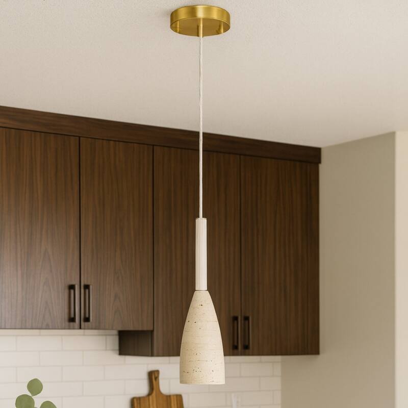 Acroma 1 -Light Natural Stone Elongated Pendant Light - 1-light