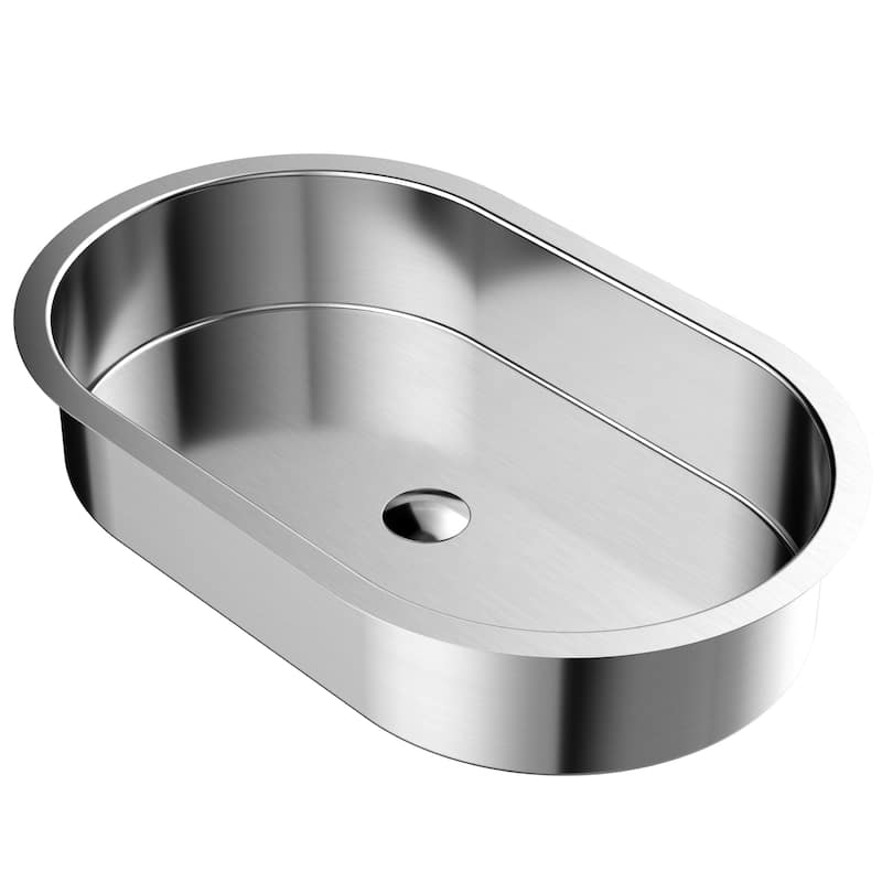 Karran Cinox Stainless Steel Oval Undermount Sink - Stainless Steel