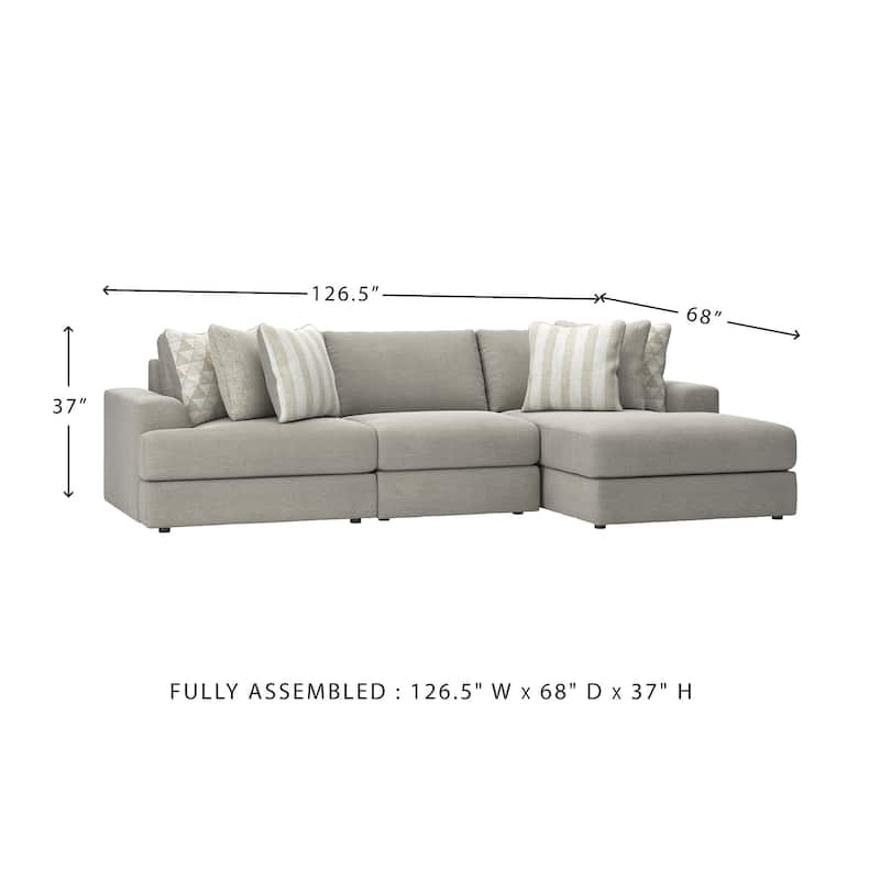 Signature Design by Ashley Avaliyah Gray 3-Piece Sectional with Chaise - 127" W x 68" D x 37" H