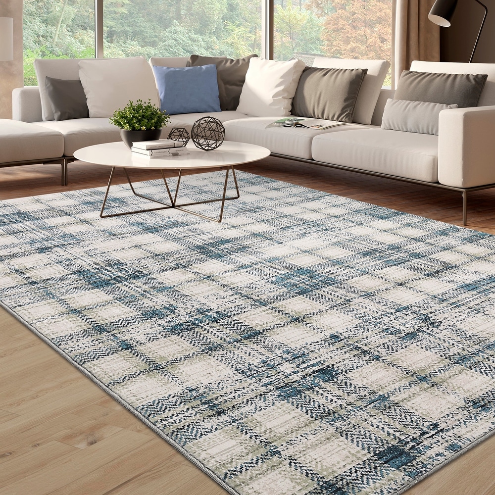 Blue Plaid Rugs Bed Bath & Beyond