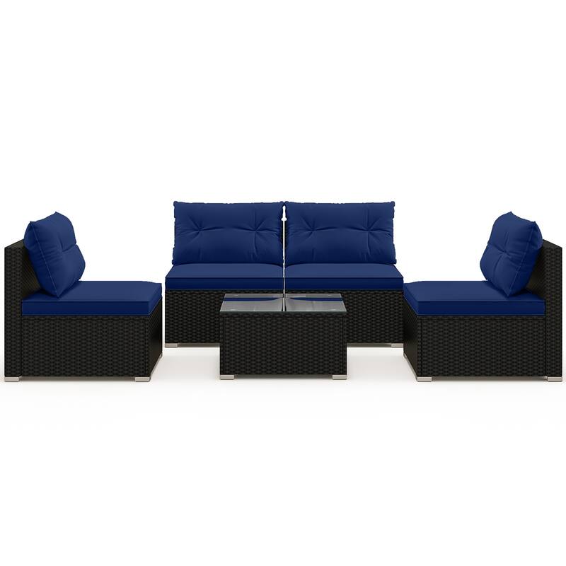 Stylish 5-Piece Outdoor Seating Set with Cushions and Table