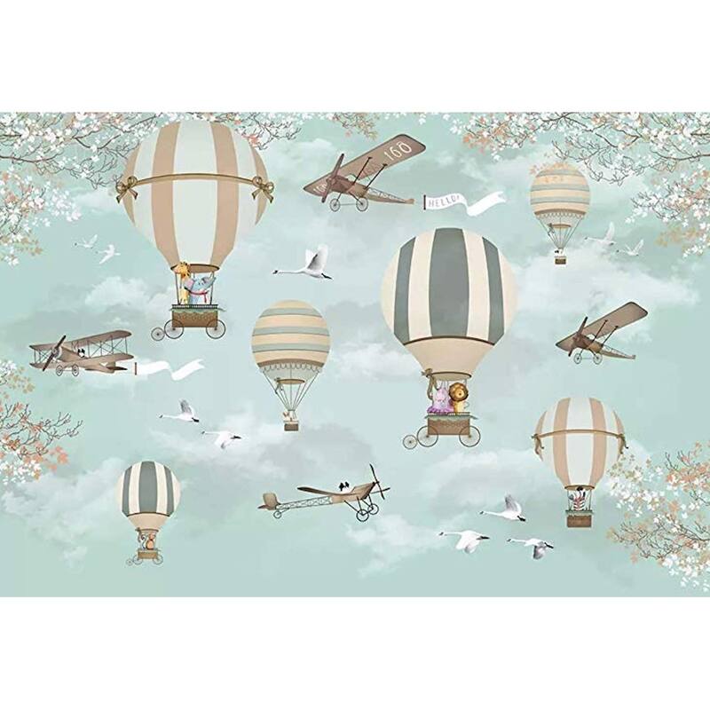 GK Wall Design Hot Air Balloon, Animals and Aircraft Little Branch Removable Wallpaper