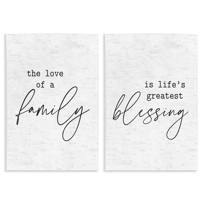 Stupell Love of Family is Life's Greatest Blessing Minimal Quote 2pc Multi Piece Wood Wall Art Set,10 x 15