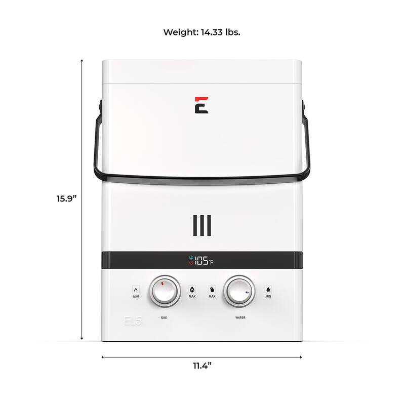 Eccotemp Luxé 1.5 GPM Outdoor Portable Tankless Water Heater w/ EccoFlo Diaphragm 12V Pump and Strainer