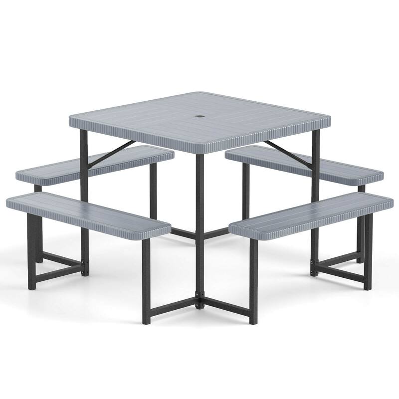 Costway Picnic Table Bench Set for 4-8 People with Umbrella Hole - See Details