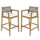 preview thumbnail 3 of 13, Christopher Knight Home - Malibu Outdoor Bar Stool Set Acacia Wood with Rope Back and Water-Resistant Cushions
