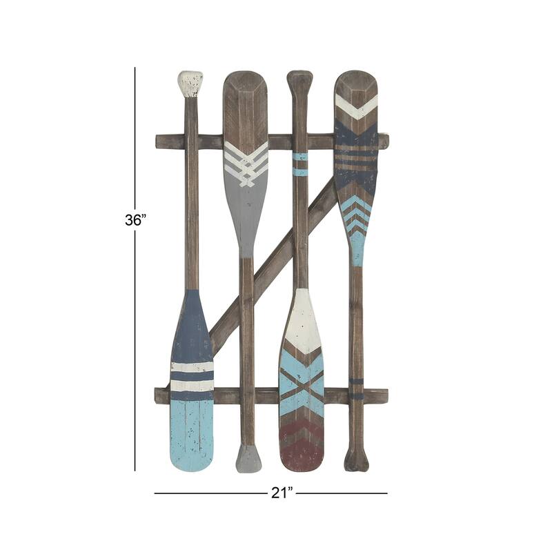 Brown Wood Novelty Canoe Oar Paddle Home Wall Decor with Arrow and Stripe Patterns