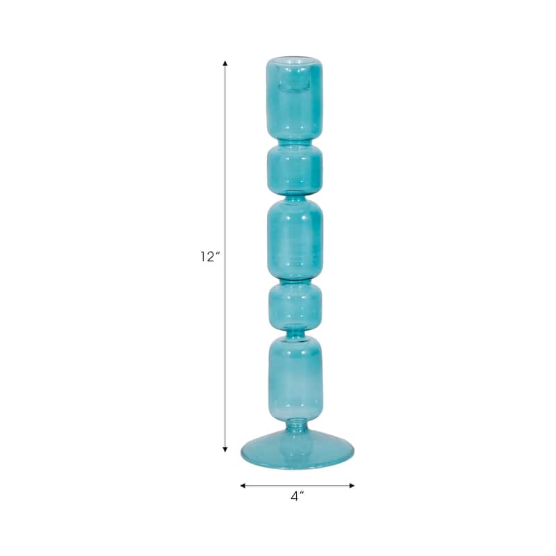 Modern Candle Holder with Stacked Sculptural Glass Base