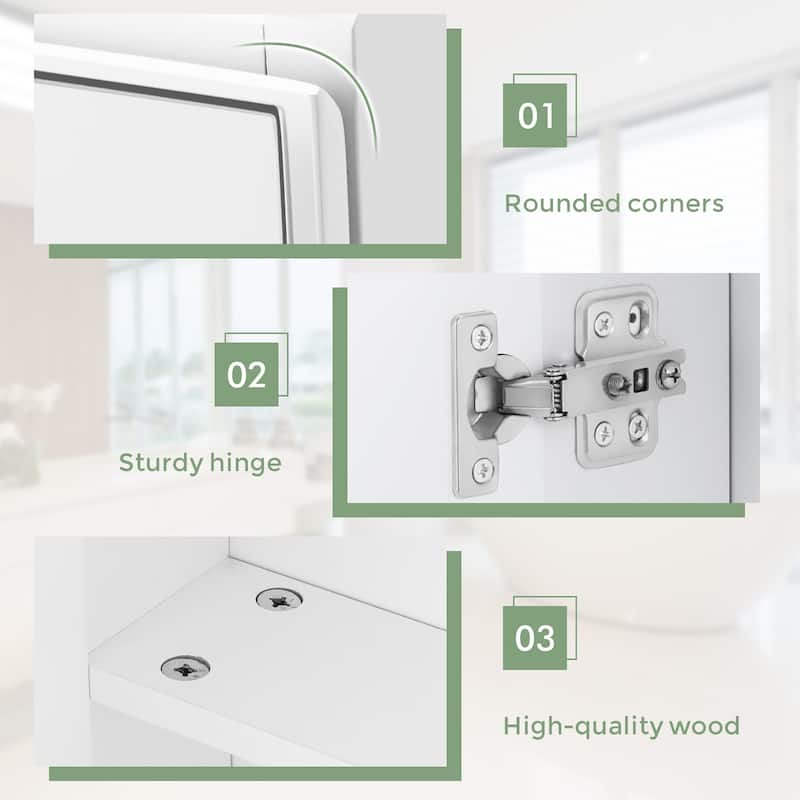 2 Tier Wall Mounted Bathroom Cabinet Storage Cabinet with Mirror Doors