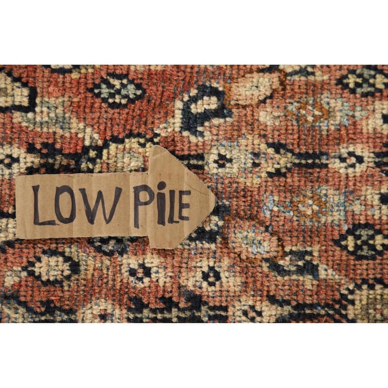 Orange Geometric Mahal Antique Persian Wool Carpet - 3'9" x 11'6"