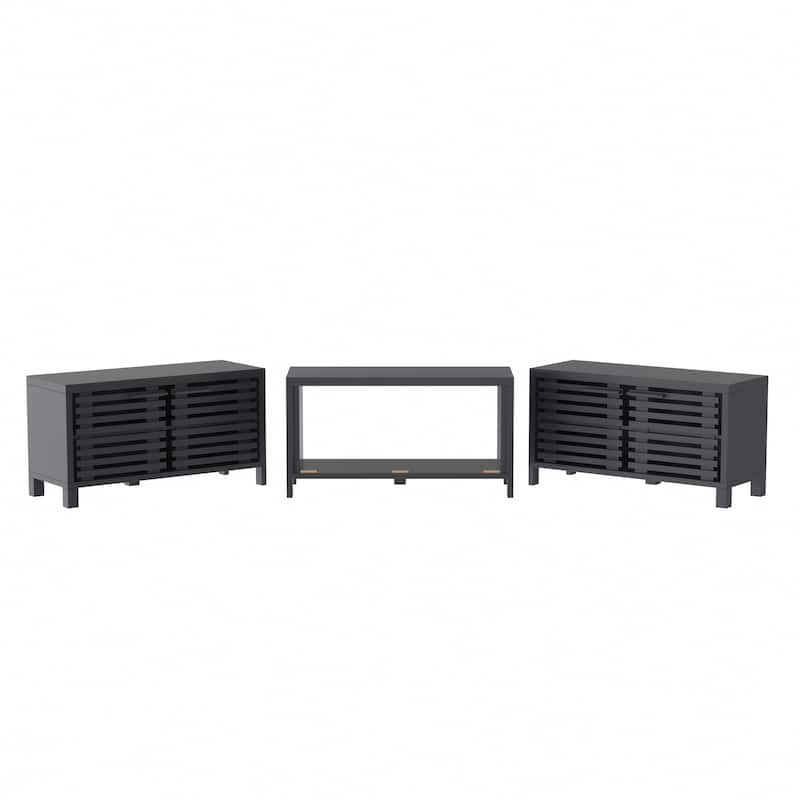 115" Modern Black Rectangular Storage TV Stand Media Console for TV's up to 120"