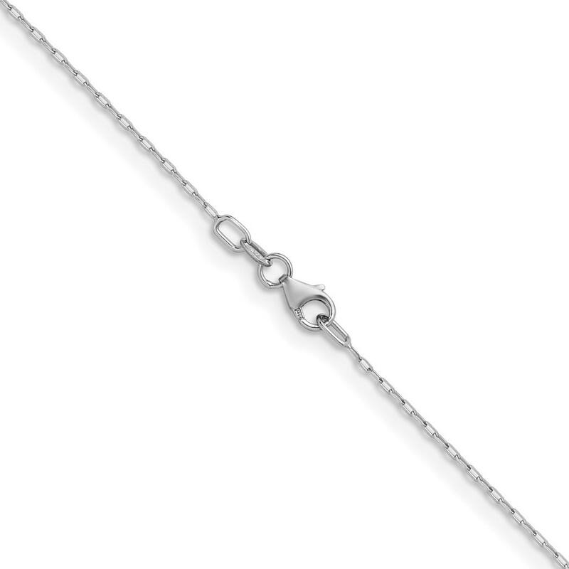 Curata Italian 14k White Gold 0.9mm Diamond Cut Flat Chain For Women (Lobster)