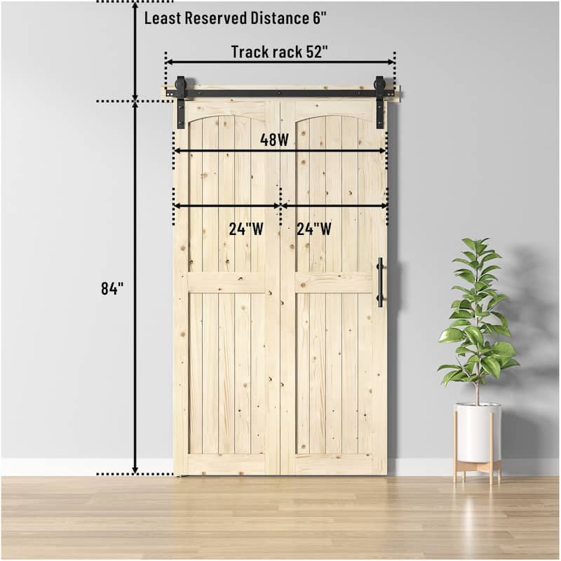 Coast Sequoia Arch Top 30in./36in./48in./60in./72in./96in. x 84in. Knotty Pine Wood Unfinished Bi-Fold Door With Hardware Kit