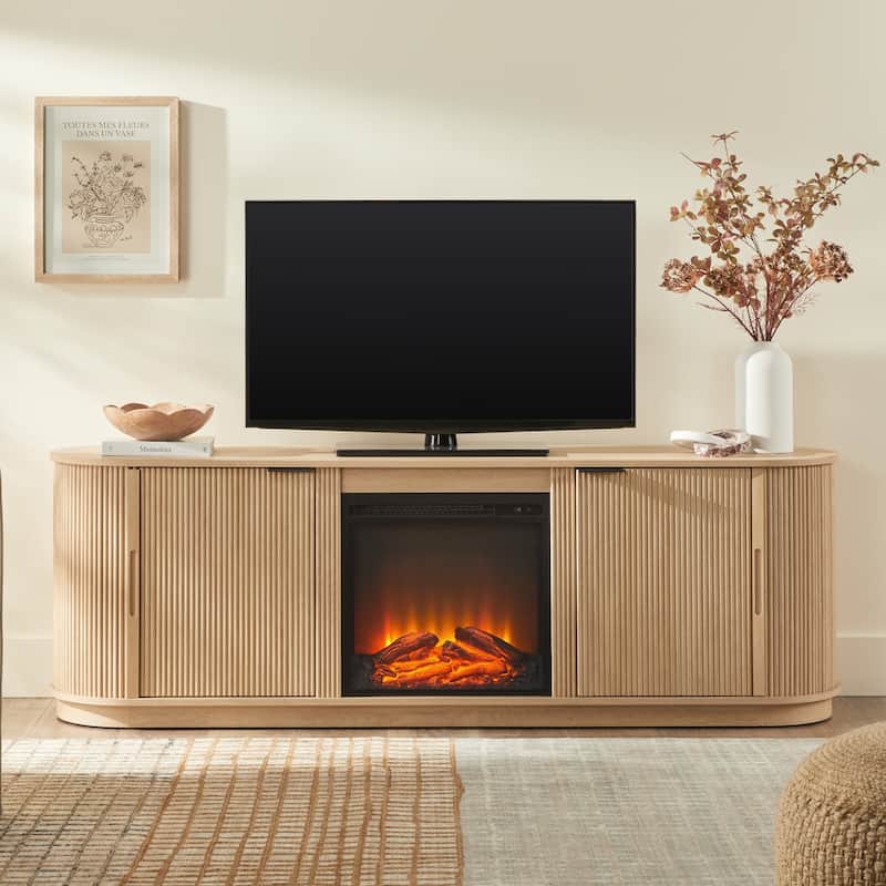 Middlebrook Designs Modern Reeded 70-inch Fireplace TV Stand - Coastal Oak