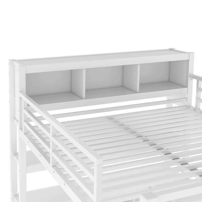 Queen Size Metal Loft Bed with Wardrobe, L-shaped Desk, and Storage Shelves for Kids, Teens, and Adults