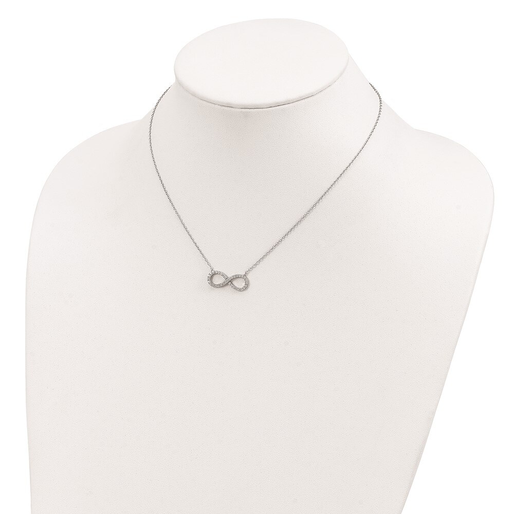 Beautiful Sterling silver 925 sterling Sterling Silver Rhodium-plated with CZ Infinity w/ 2 IN EXT Necklace
