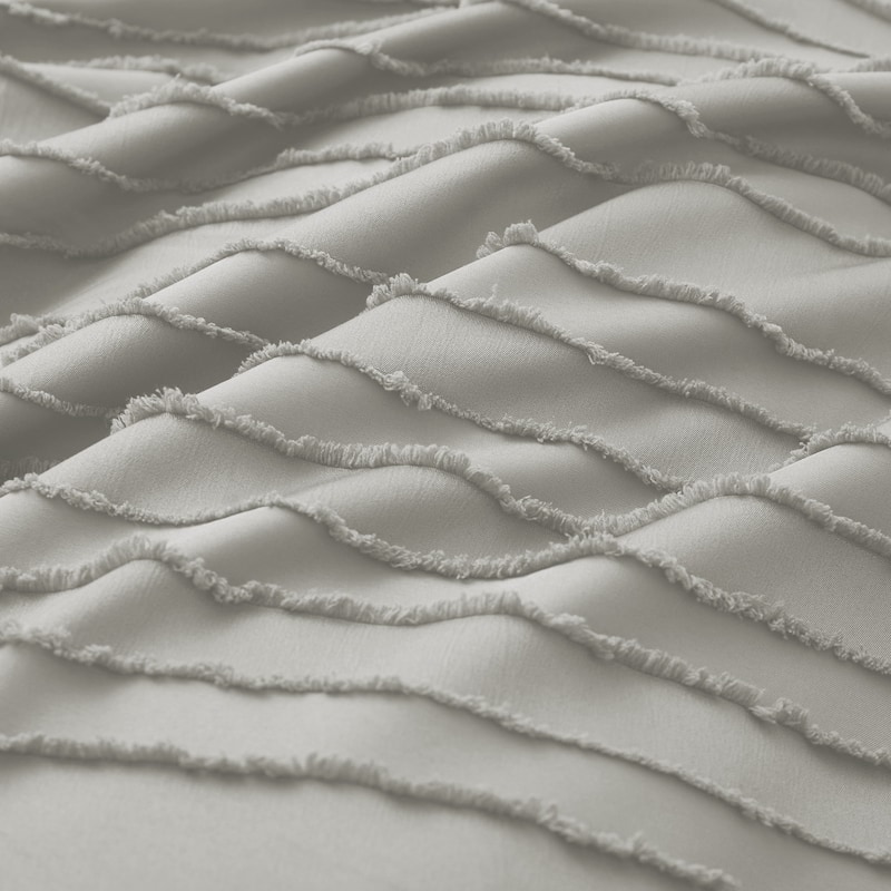 Tufted Clipped Jacquard Geometric Oversized Duvet Cover & Pillowcase Set