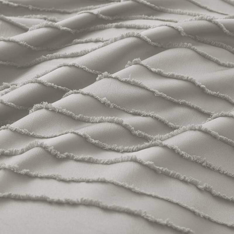 Polyester Clipped Geometric Stripe Duvet Cover & Pillowcase Set