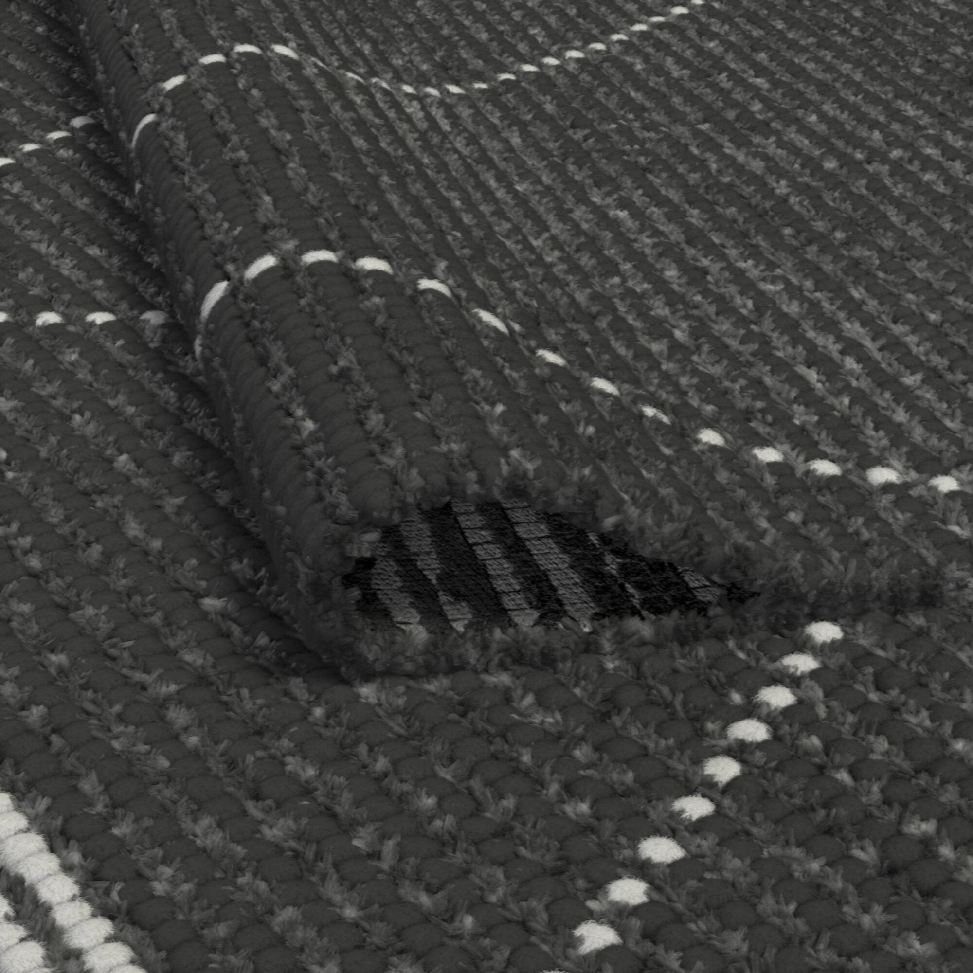 Vail Stona Charcoal and Ivory Wool and Cotton Area Rug with Tassels