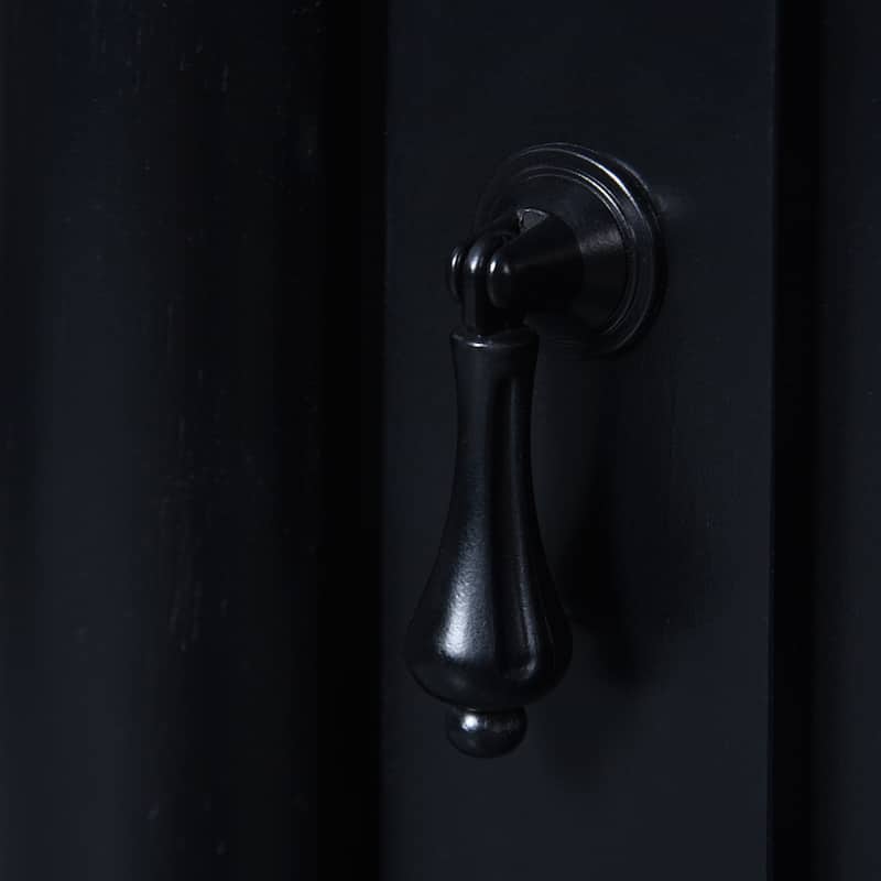 Retro Compact Bathroom Vanity Cabinet Simple Freestanding Single Sink Cabinet with Adjustable Shelf and Black Metal Pull