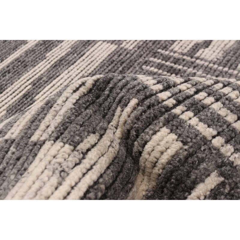 ECARPETGALLERY Hand-knotted Tangier Dark Grey Wool Rug - 5'3 x 7'4