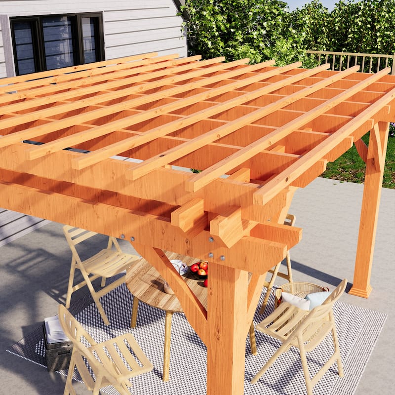 10 ft. x 12 ft. Outdoor Wood Pergola, Wooden Grape Trellis for Backyard, Garden and Patio