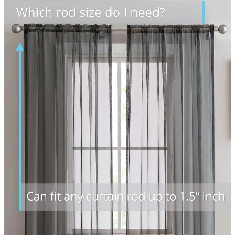 HLC.me Geneva Sheer Voile Window Treatment Rod Pocket Curtain Panels Bedroom and Living Room (Set of 4)