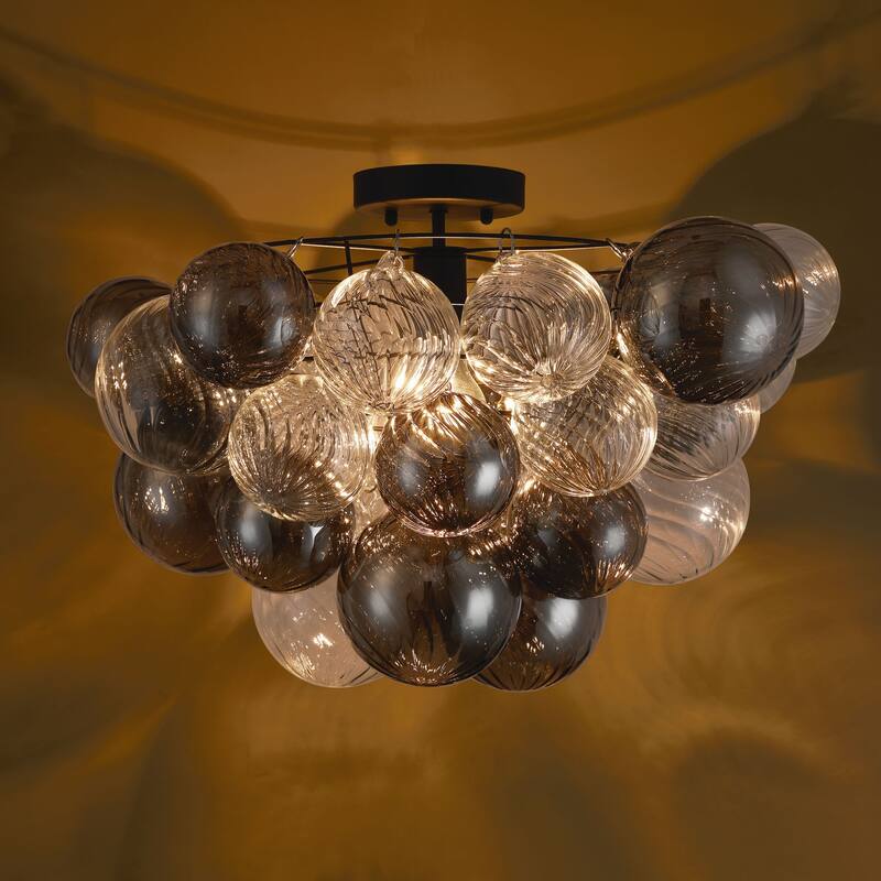 Eroile 1-light Modern Dimmable Glass Flush Mount Ceiling Lighting