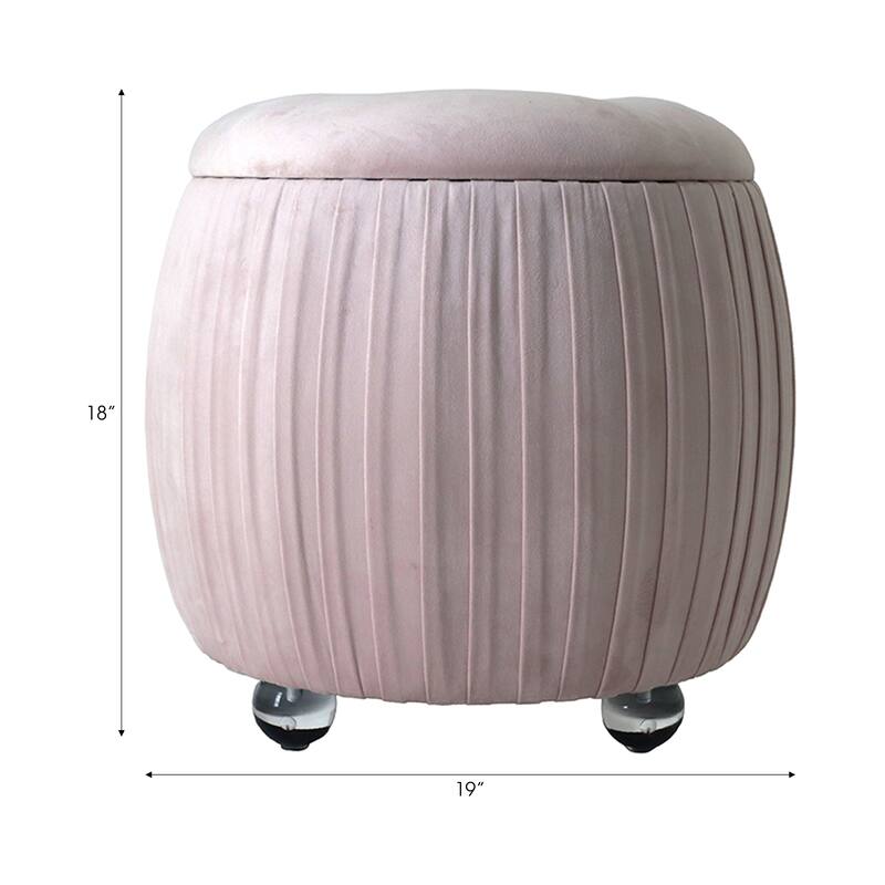 Backless Storage Stool with Velvet Upholstery - Accent for Living Room Home Decor