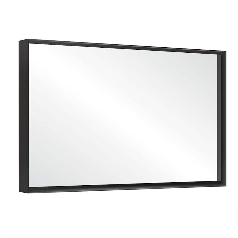 Glossy Black Rounded Corner Rectangle Bathroom Mirror