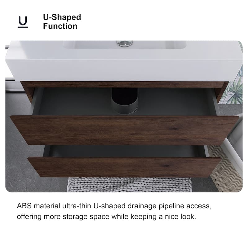 Floating Bathroom Vanity with Solid Surface Top