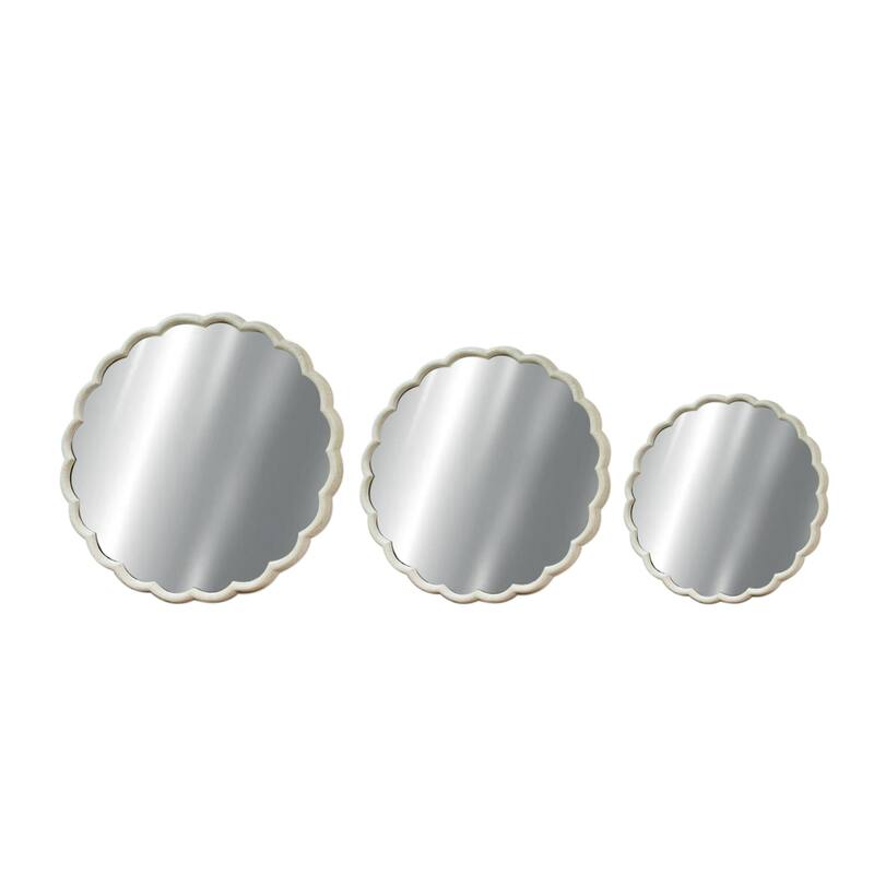 Large Curved Frame Round Wall Mirror - 31.5” - White