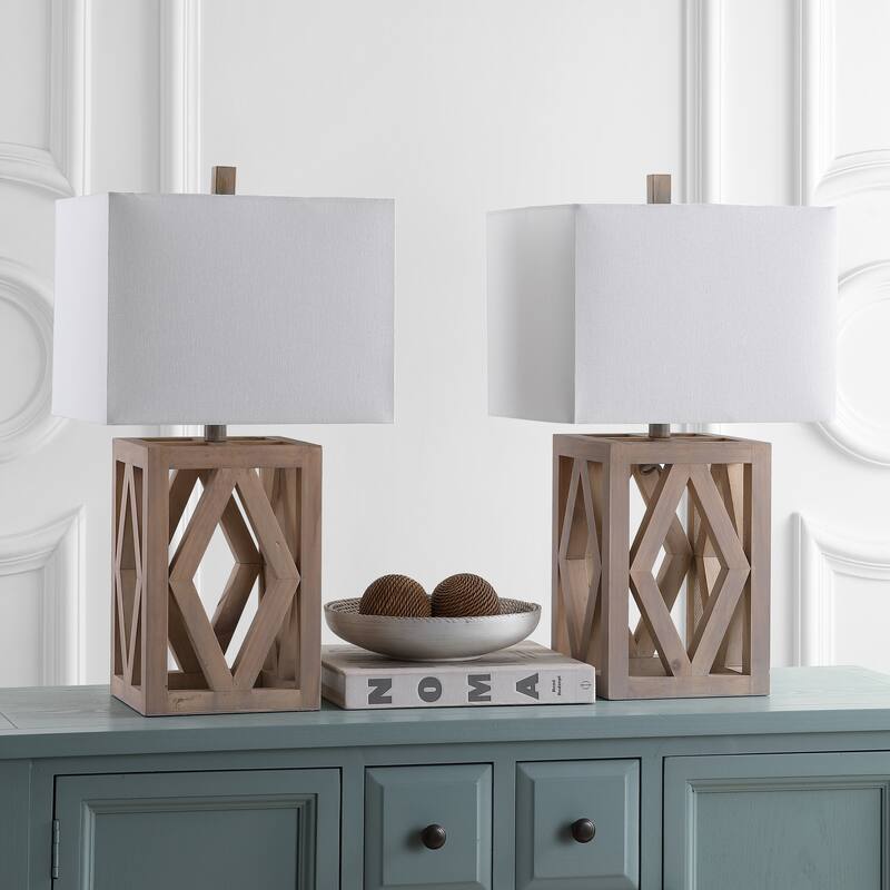 SAFAVIEH Lighting Assja 25-inch LED Table Lamp (Set of 2) - 13"x13"x24.5" - 13Wx13Dx25H