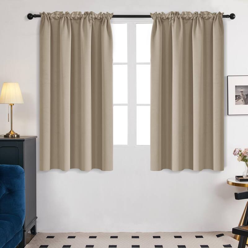 Deconovo Solid Rod Pocket Curtain Panel Pair, Set of 4 Panels