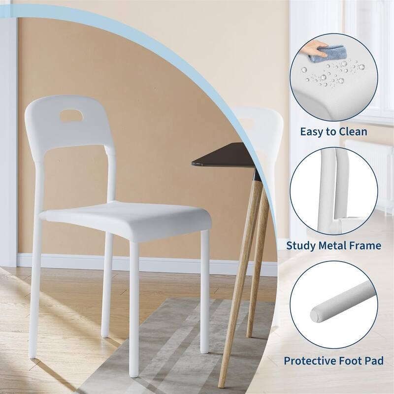 Set of 4 Ergonomic Back Stackable Kitchen Dining Chair, Waterproof for Outside, Office, Kitchen