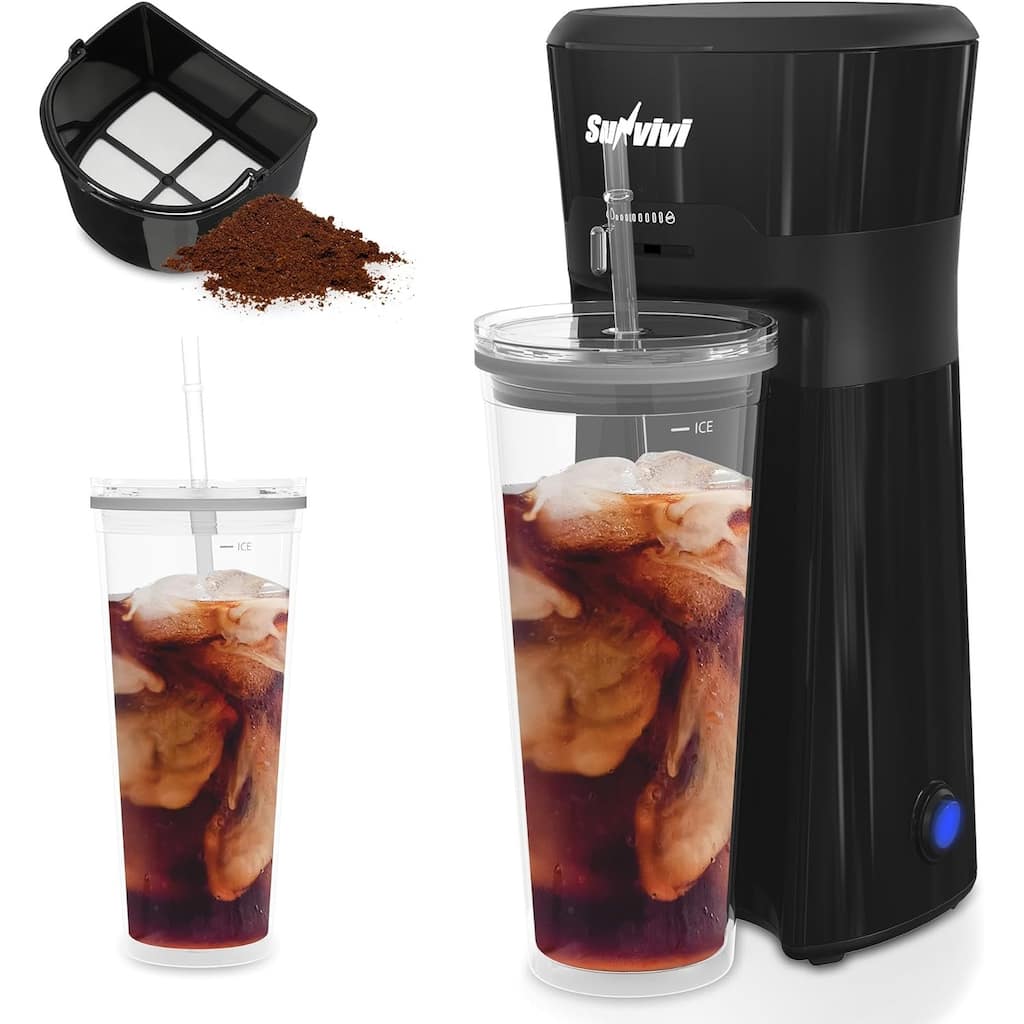 20 Oz Iced Coffee Maker with Reusable Filter, Insulated Pitcher