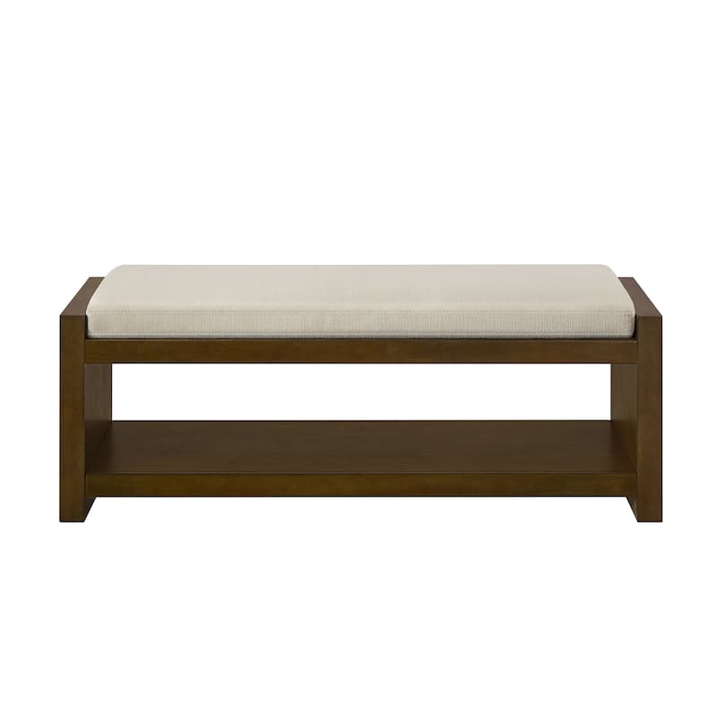 GDFStudio - Layla 47" Modern Linen Bench with Padded Seat & Shoe Rack