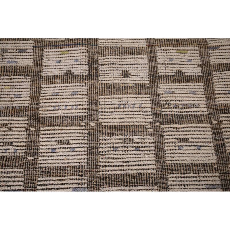 All-Over Striped Moroccan Area Rug Handmade Wool Carpet - 6'1"x 10'0"