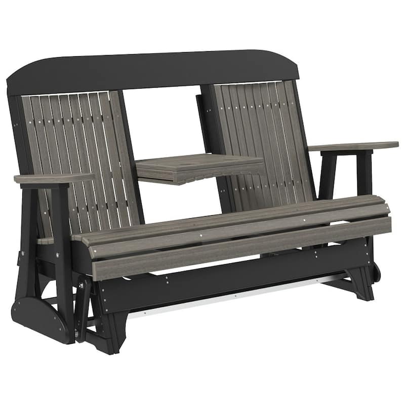 Outdoor All-Weather Poly Lumber Classic Glider - 5' - Coastal Gray Woodgrain & Black