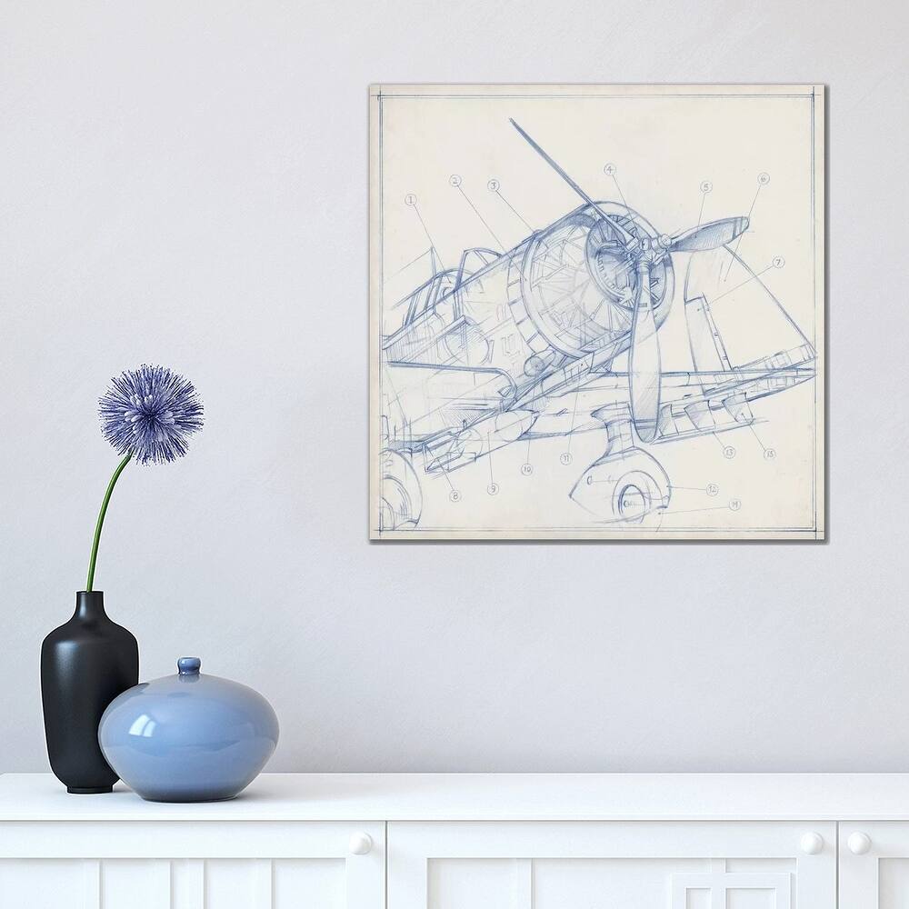 iCanvas "Airplane Mechanical Sketch I" by Ethan Harper Canvas Print