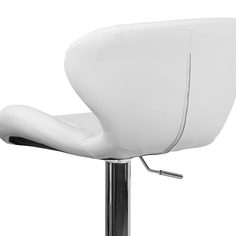 Modern Low-back Height-adjustable Chrome/Vinyl Barstools (Set of 2)