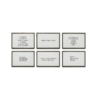 Grey Metal & Glass Table Frames with Sayings (Set of 6 Sayings) - 6" x 4"