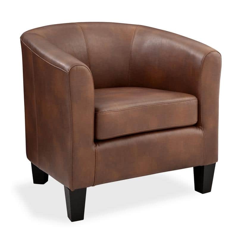 Grafton Home Enzo Upholstered Accent Barrel Chair - Caramel Faux Leather